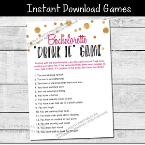 Printable Bachelorette Game, Bachelorette Drinking Game, Drink If ...