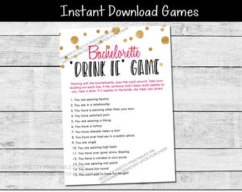 Printable bachelorette game, bachelorette drinking game, drink if bachelorette game, hen party game, virtual bachelorette