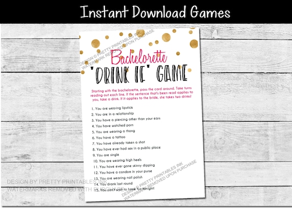 Printable bachelorette game, bachelorette drinking game, drink if  bachelorette game, hen party game, virtual bachelorette by Pretty Printables  Ink | Catch My Party