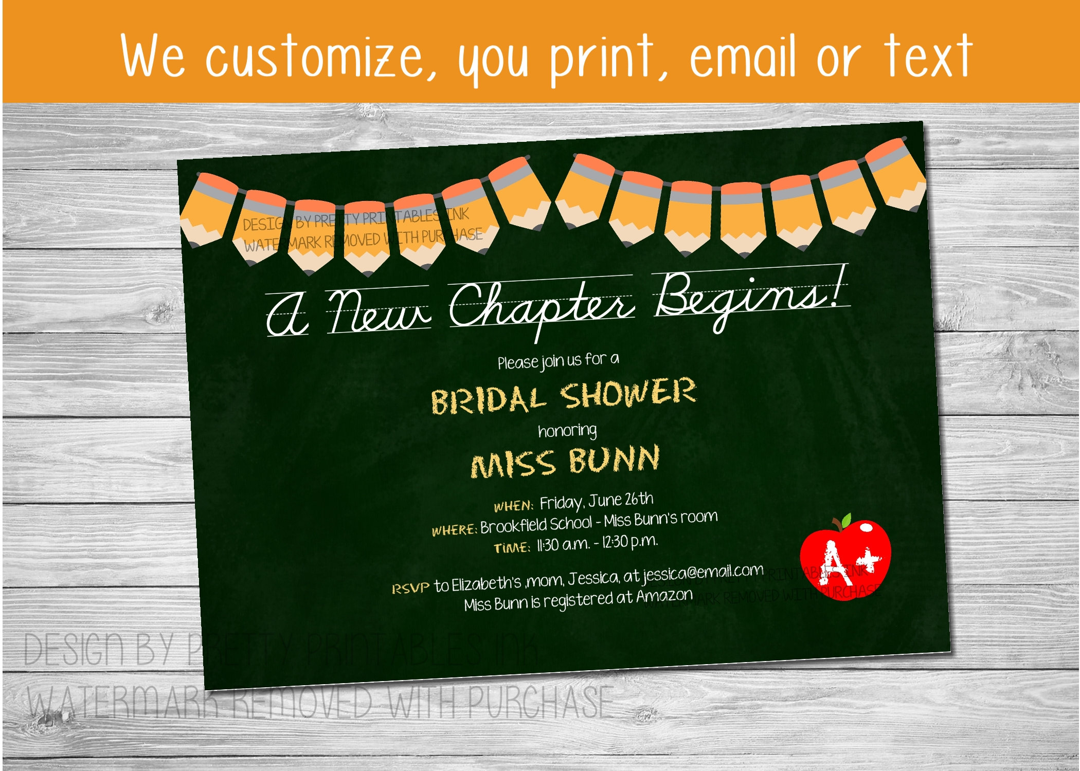 Teacher bridal shower invitation printable Teacher bridal Etsy