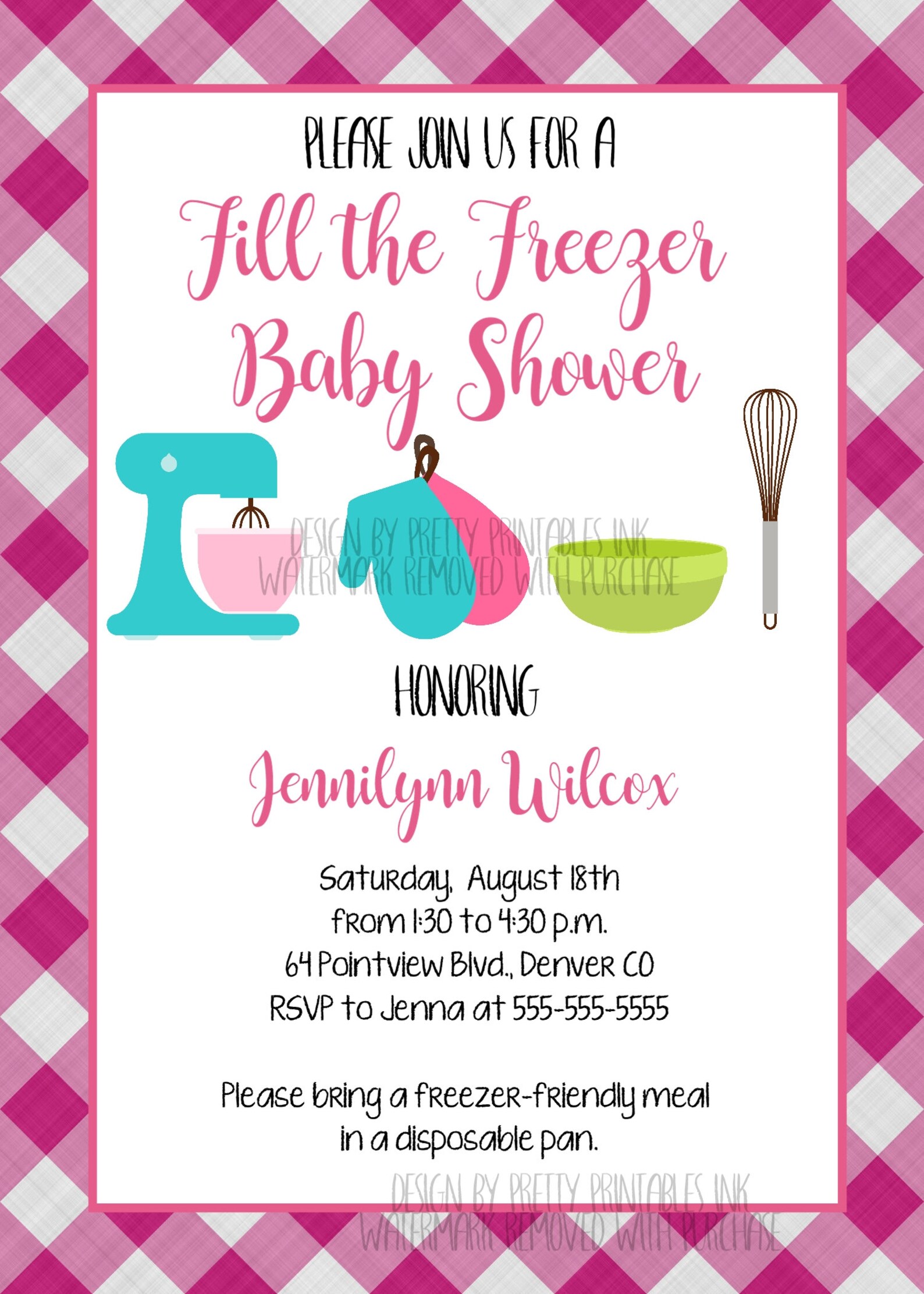 Freezer Meal Baby Shower Invite Printable Freezer Meal Etsy