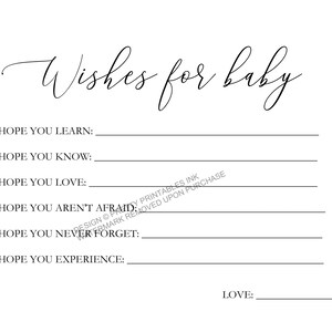 Printable Wishes for Baby Card and Sign Baby Wishes Card | Etsy