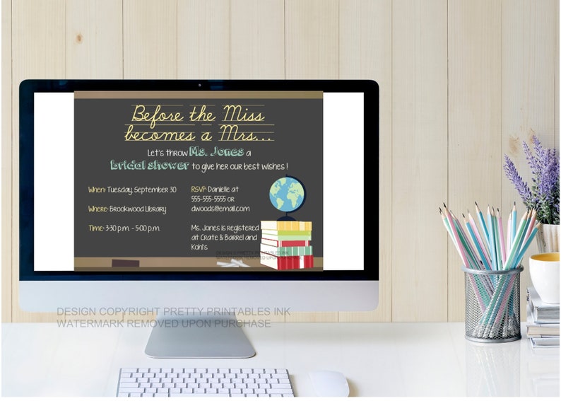 Printable Teacher Bridal Shower Invitation Classroom Shower Etsy Canada