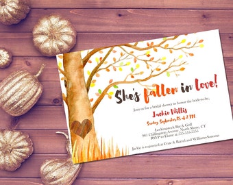 Fall bridal shower invitation printable, autumn bridal shower invite, rustic fall shower invite, fall in love shower invite, autumn invite