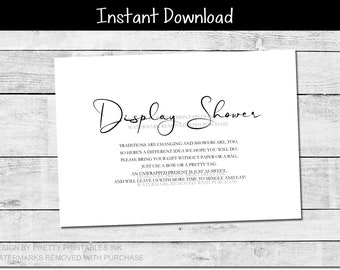 Instant Download Display Shower Insert, Display Shower Card, Display Shower Tag, Display Bridal Shower Card, Display Baby Shower Card