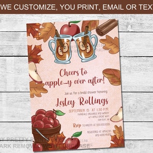 Fall Bridal Shower Invitation Printable, Cheers to Apple-y Ever After Bridal Shower Invite, Autumn Shower Invite, Apple Bridal  Shower