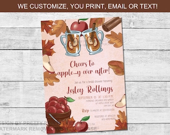 Fall Bridal Shower Invitation Printable, Cheers to Apple-y Ever After Bridal Shower Invite, Autumn Shower Invite, Apple Bridal  Shower