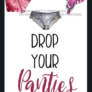 Lingerie Shower Drop Your Panties Sign and Insert, Drop Your Panties Game, Panty Game Printable, Lingerie Party Game, Lingerie Shower Game image 2