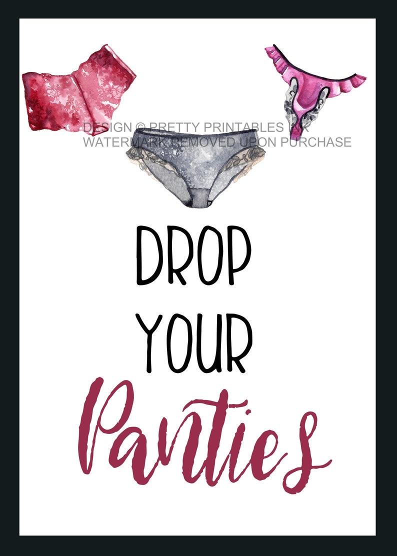 Lingerie Shower Drop Your Panties Sign and Insert, Drop Your Panties Game, Panty Game Printable, Lingerie Party Game, Lingerie Shower Game image 2