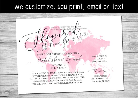 Bridal Shower by Mail Invitation | Long Distance Shower By Mail Invitation | Travel Bridal Shower Invite | Map Bridal Shower Invite Il_570xn