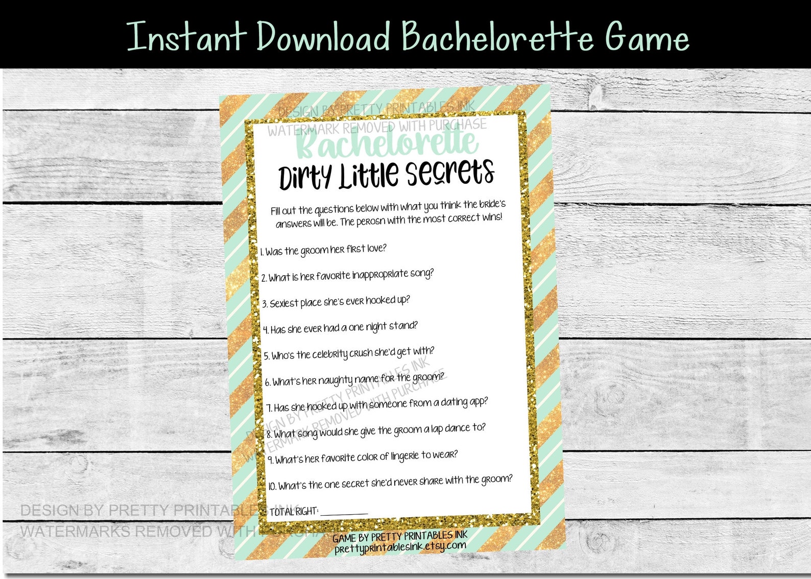 Bachelorette Party Game Printable Bachelorette Trivia Game Etsy