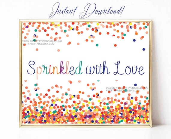 Sprinkled with love instant download sign, baby sprinkle sign, printable sprinkled with love sign, sprinkle shower sign Il_570xn
