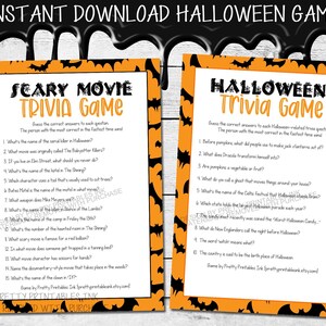 Black and Orange Halloween Games: Scary Movie and Trivia Activity for Adults (PDF)