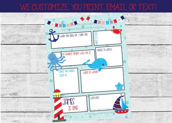 First Birthday Time Capsule Printable | 1st Birthday Time Capsule ...