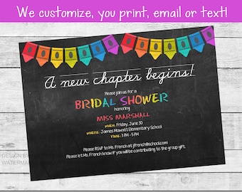 Teacher bridal shower invitation, teacher shower invitation,  classroom bridal shower invitation