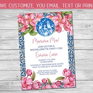 Mamma Mia Bachelorette Invitation: Greek Disco Theme (PDF/JPEG)