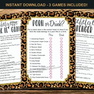 Printable Bachelorette Party Games Bundle Cheetah Bachelorette Party Games Hen Party Games image 1