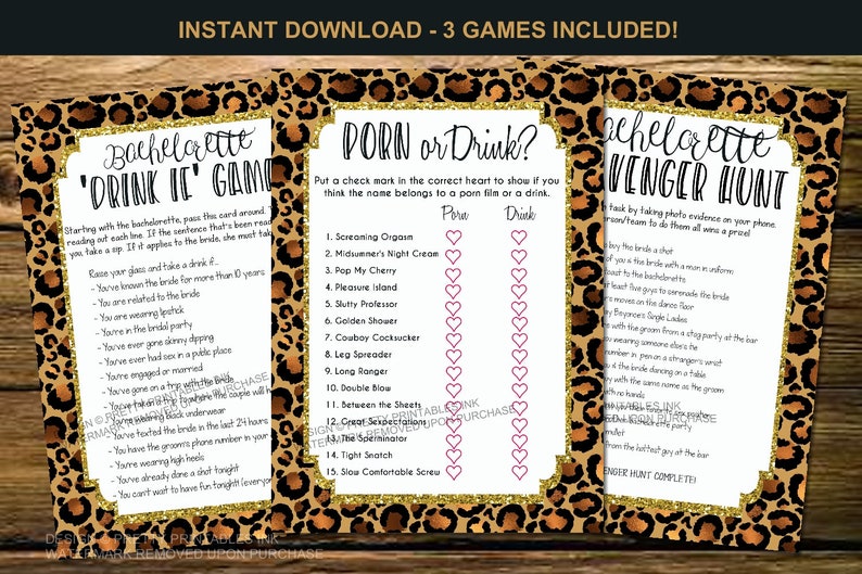 Printable Bachelorette Party Games Bundle Cheetah Bachelorette Party Games Hen Party Games image 1