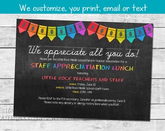 Printable Teacher Appreciation Invitation, School Staff Appreciation, Appreciation Teacher and Staff Luncheon Invite, School Luncheon Invite