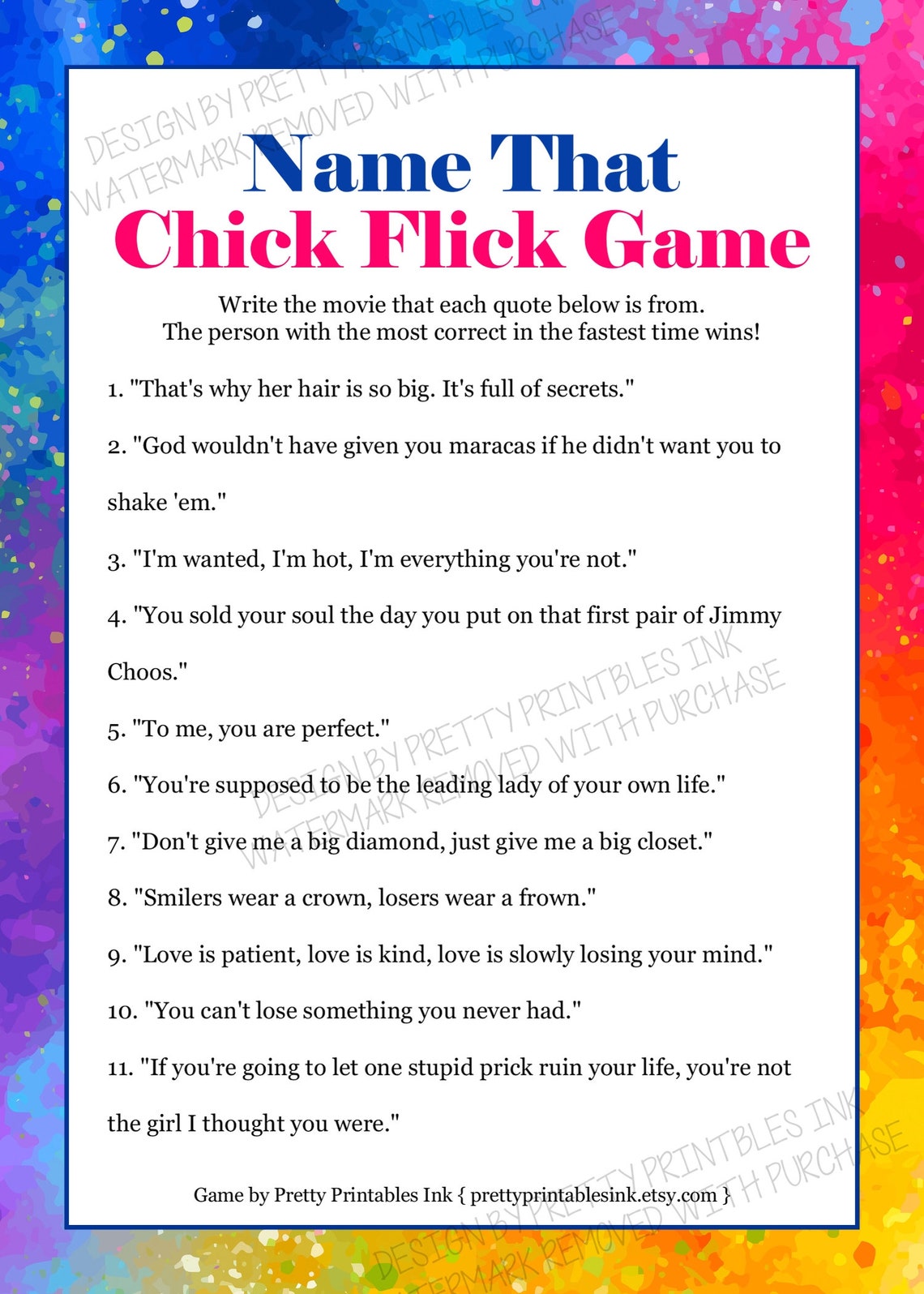 Girl's Night Games Printable Girls Night in Games Bundle Etsy