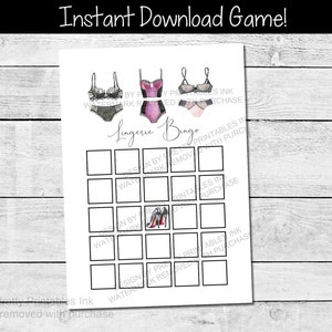 Lingerie Bingo Game Instant Download Printable Lingerie Shower Bingo Game Classy Lingerie Shower Game Lingerie Party Game image 1
