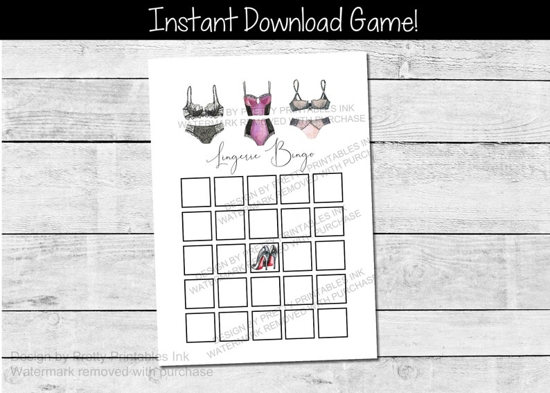 Lingerie Bingo Game Instant Download Printable Lingerie Shower Bingo Game Classy Lingerie Shower Game Lingerie Party Game image 1