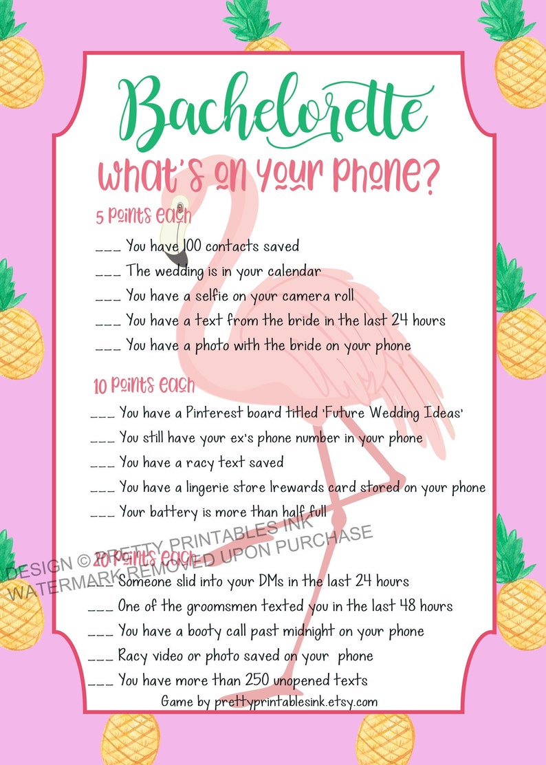 Free Printable Bachelorette Party Games