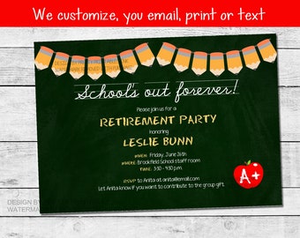 Teacher retirement party invitation (printable) | teacher retirement invite | principal retirement | teacher retirement apple invitation