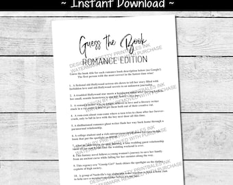 Guess the Romance Book Game: Spicy Book Club Activity (PDF)