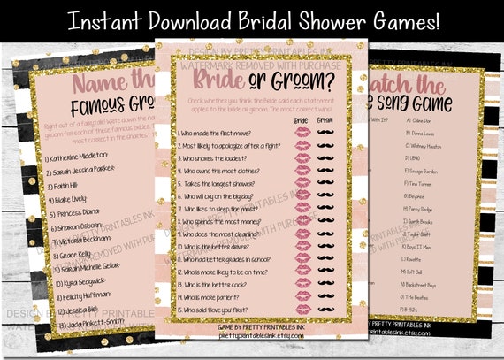 Downloadable Wedding Games Bridal Shower Games Printable Instant Download Bachelorette Party Games Set Bridal Shower Games Bundle