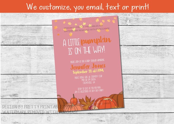 Fall Baby Shower Invitation Printable, A Little Pumpkin is on the Way Invitation, Pumpkin Baby Shower Invitation, Girl Baby Shower Invite Il_570xn