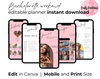 Bachelorette Weekend Digital Template | Editable Bachelorette Weekend Itinerary | Canva Template For Bachelorette Weekend Text or Print