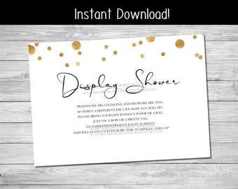 Instant Download Gold Display Shower Insert, Display Shower Card, Display Shower Tag, Display Bridal Shower Card, Display Baby Shower Card