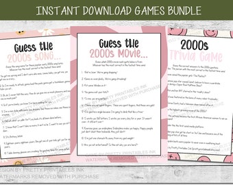 2000s Party Games Printable, Y2K Party Games, Y2K Games, Adult Birthday Party Game, 21st Birthday Game, Girls Night Games