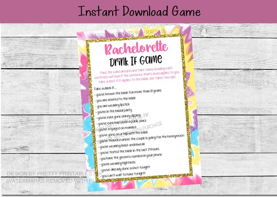 Printable bachelorette game, bachelorette drinking game, 90s bachelorette party game, drink if game, virtual bachelorette game, hen party Il_570xn