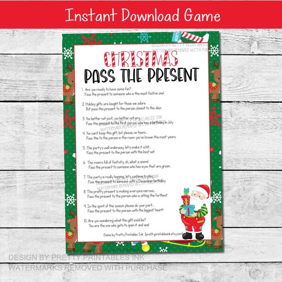 Christmas Pass the Gift Game, Xmas Game, Christmas Family Game, Christmas  Party Game, Christmas Pass the Present, Download TLC659d PNN15