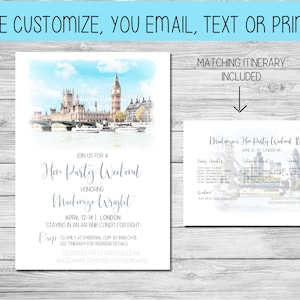 London Hen Party Invitation and Itinerary Printable | London Bachelorette Weekend Invitation | London Hen-Do Weekend Itinerary