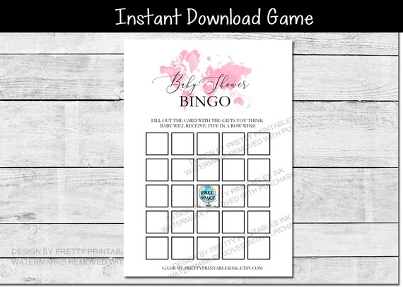 Baby Shower Bingo Game | Baby Shower Game | Baby Shower Bingo Card | Travel Baby Shower Game | Girl Baby Shower Bingo Game Il_570xn
