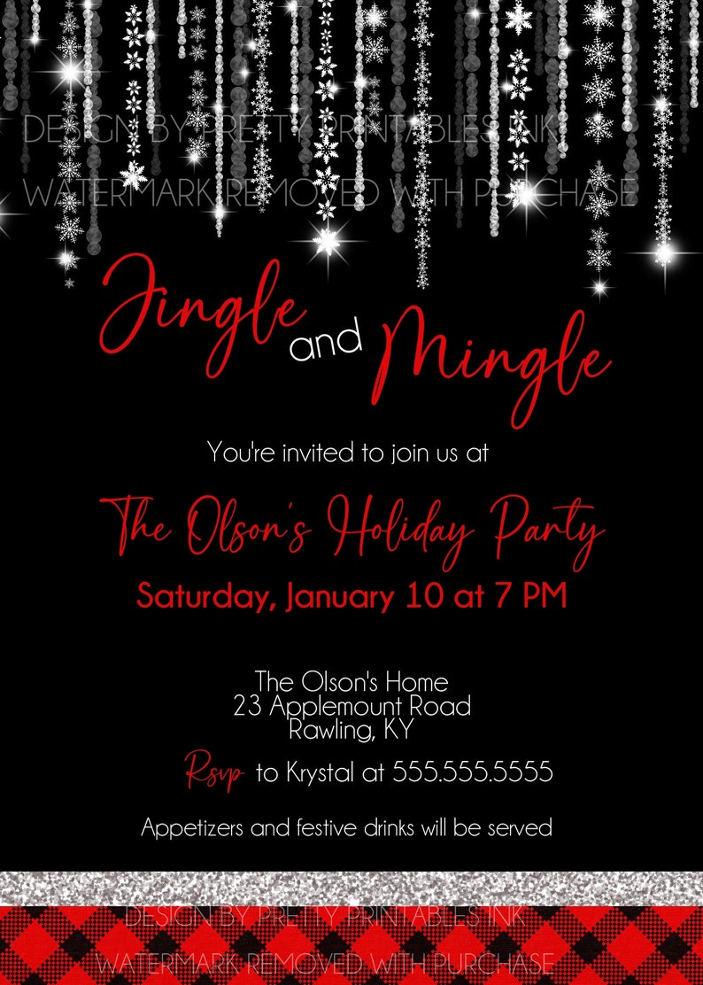 Jingle and Mingle Invitation Plaid Christmas Party Invitation - Etsy