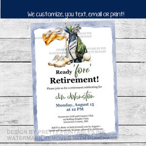 Golf Retirement Party Invitation: Male Ready Fore Retirement (PDF & JPEG)