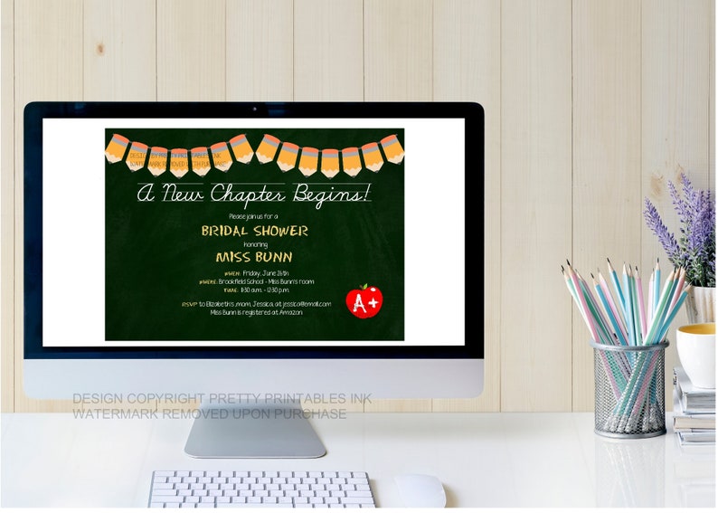 Printable Teacher Bridal Shower Invitation Classroom Shower Etsy