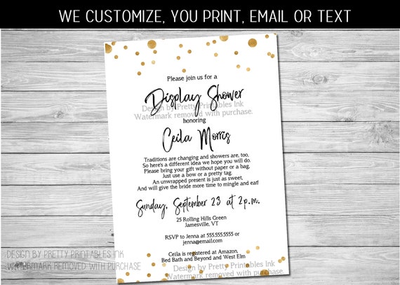 Gold Display Bridal Shower Invitation Unwrapped Gifts Bridal - Etsy