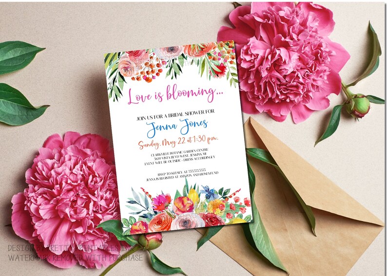 Summer Bridal Shower Invitation Wildflower Shower Invitation Etsy