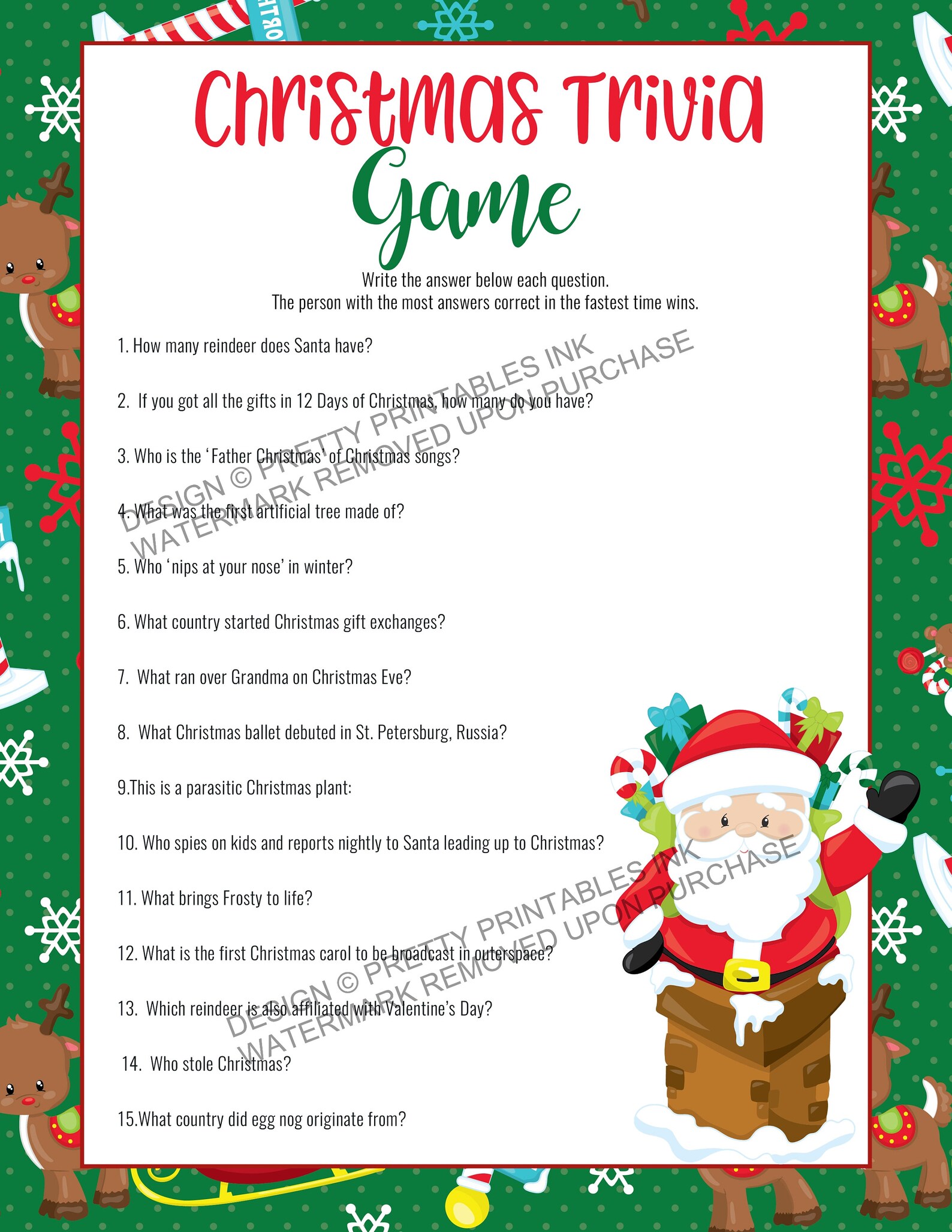 Printable Christmas Game Instant Download Christmas Game | Etsy