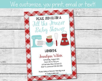 Fill the freezer baby shower invitation, stock the freezer baby shower invite, freezer meal shower, baby meal train invite, meal prep invite