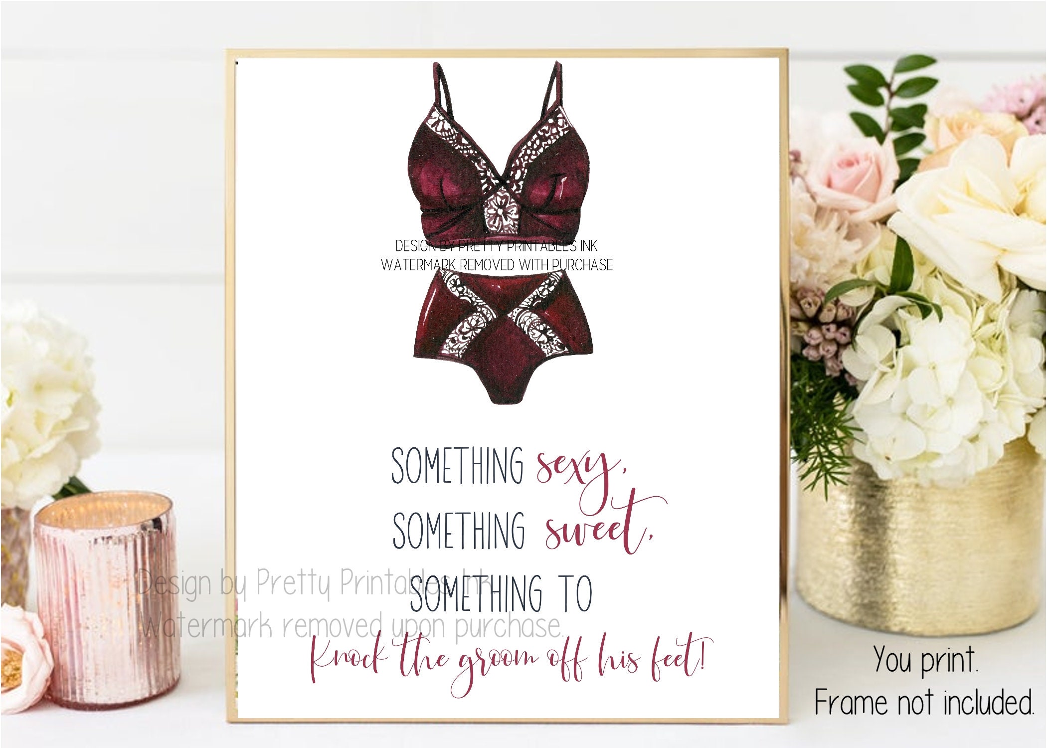 Lingerie Shower Sign Printable | Lingerie Party Sign | Bridal Shower Sign | Bachelorette Party Sign | Something Sexy Something Sweet Sign
