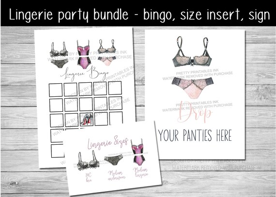 Printable lingerie shower bundle, lingerie party bundle, pink lingerie ...