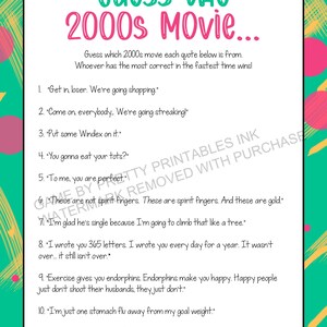 2000s Party Games Printable 00's Party Game Bundle Y2K Party Games Adult Birthday Party Game 21st Birthday Game Girls Night Games image 2