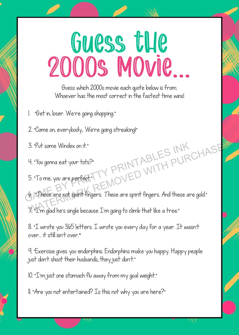 2000s Party Games Printable 00's Party Game Bundle Y2K Party Games Adult Birthday Party Game 21st Birthday Game Girls Night Games image 2