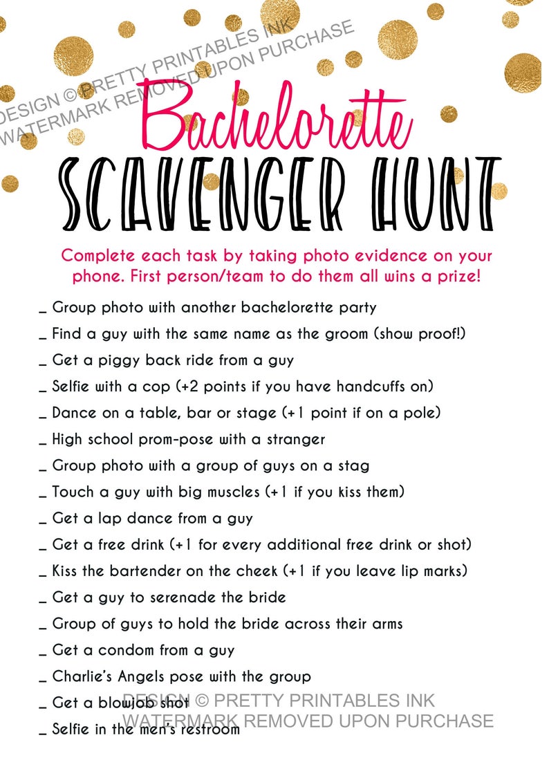 INSTANT DOWNLOAD Printable Bachelorette Scavenger Hunt Game Etsy Canada